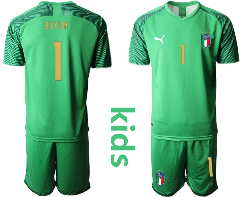 Youth 2021 European Cup Italy green goalkeeper #1 Soccer Jersey->italy jersey->Soccer Country Jersey